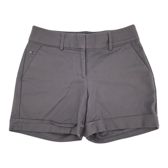 Apt 9 Mid Rise Chino Shorts Size 4 Womens Dark Gray Casual Cuffed Khaki Preppy S - Picture 1 of 7